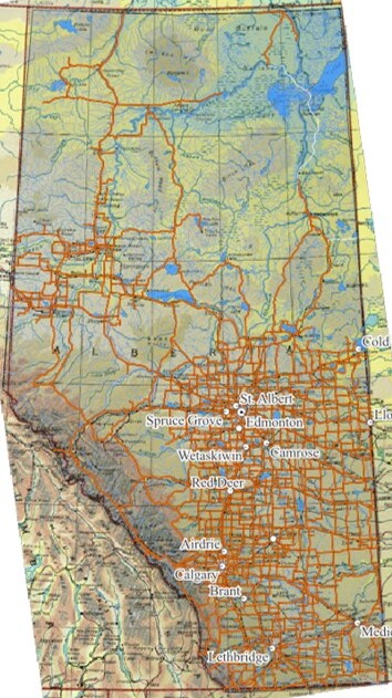 Alberta, Canada, Georectified Map